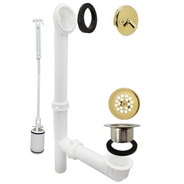 Westbrass 59224401 White 112 Tubular Trip Lever Bath Waste Drain Kit Polished Brass