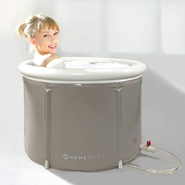 Homefilos Portable Bathtub Small by Ice Bath and Cold Plunge for Athletes Inflatable Adult Size Japanese Soaking Hot Tub for Shower Stall