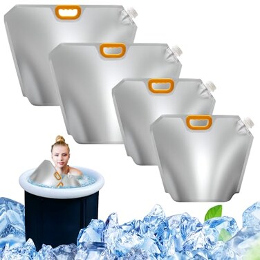 Anglekai 4Pack Ice Bath Bags Reusable 10L Freezer Water Bags for Ice Bath Collapsible Bathtub Freezer Water Cold Plunge Silver 136 x 125 inches 173 x 14 inches