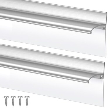 Hicarer 2 Pcs 30 Chrome Framed Shower Door Replacement Drip Rail with Vinyl Sweep Shower Door Water Deflector with Bottom Seal Applied Mounting Tape and ScrewsSliver