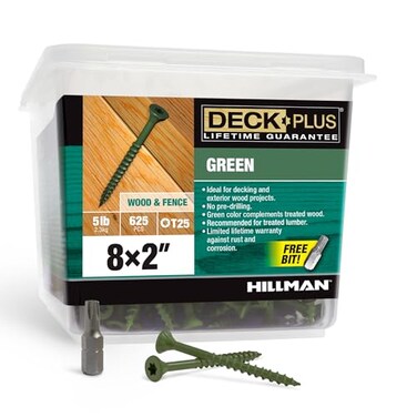 Deck Plus 48400 Exterior Wood Screws 8 x 2 4Layer Epoxy Coated TorxStar Drive Included Coarse Thread Decking Screws Outdoor Rust Resistant Green 625pcs