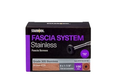 Starborn Headcote Stainless Steel Fascia Screws for Deck Installation 9 X 178 Torx Brown 100 Pieces