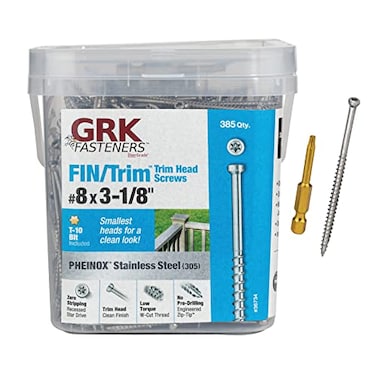 GRK 8 x 318 Stainless Steel 36734 FINTrim 305 Finish Screws 385 Count