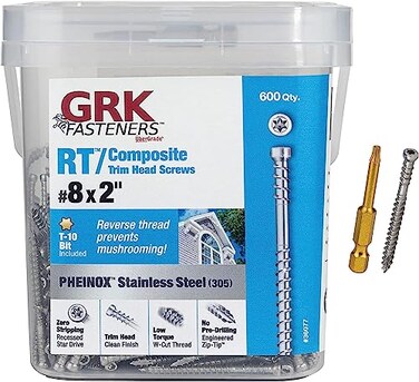 GRK 360778 x 2 RT Composite 305 Stainless Steel Trim Screws 600 Count