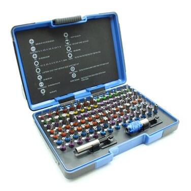 TEMO 100 Piece Color Coded Impact Ready Security Bits Screwdriver Set Kit with 2 Quick Chucks