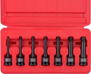 NEIKO 01130B 38 Drive Allen Socket Set 7 Piece 3 Inch 38 Impact Hex Bit Socket Set Metric Hex Driver 4 mm to 12 mm ChromeMoly CrMo Impact Grade