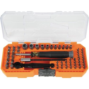 Klein Tools 32787 64Piece MicroRatchet Bit Precision Driver Set with Modular Case Magnetic Precision Standard Bits and Nut Drivers