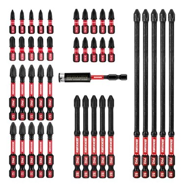Geinxurn Impact Tough Mixed 123 Phillips D2 Steel Long Extension Insert Driver Bits 41Pack 14 Inch Hex Shank Long Cross Magnetic PH1PH2PH3 Screwdriver Bits Set with 1Pcs Magnetic Bit Holder