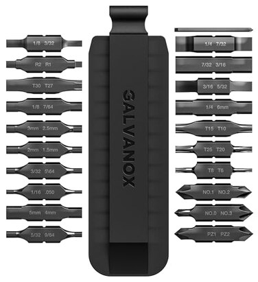 Galvanox 21PC Flat BitKit Designed for Leatherman MultiTool Screwdrivers 59HRC IndustrialGrade Hardened S2 Impact Steel Set Includes DoubleSided Sheath Holder Black
