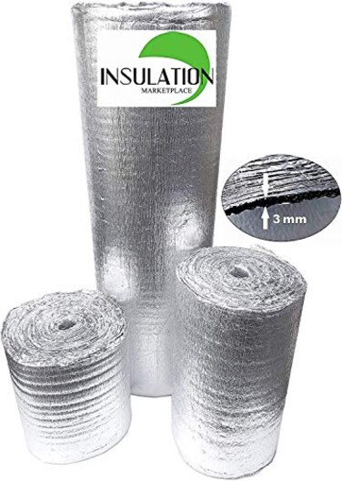 INSULATION MARKETPLACE SmartSHIELD 3mm 16x50Ft Reflective Insulation roll Foam Core Radiant Barrier Thermal Insulation Shield Commercial Grade 16x50
