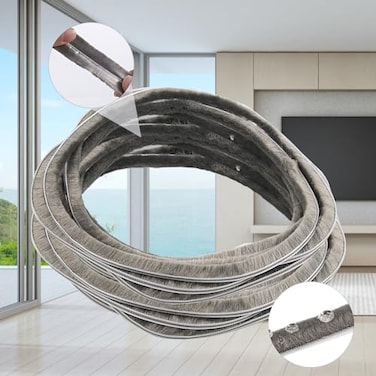 Soezy 16 Ft 5m 196 Inch Sliding sash Windows Doors Tape Pile Draught excluder Brush Seal Strip weatherstrip 5mm x 12mm 316 12 Inch Gray