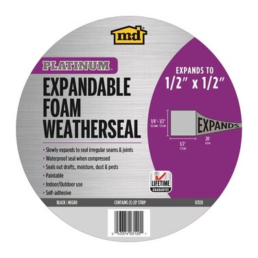 M-D Building Products MD Building Products Platinum Black Foam Waterproof Weatherseal for MultiPurpose 20 ft L X 05 in