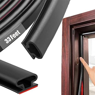pundin Black Rubber Weather Stripping Door Seal Strip D Shape Door Weather Seal Strip SelfAdhesive Soundproofing Frame Insulation Tape for Doors FrameWindow SealBlocks Cold Drafts Noise
