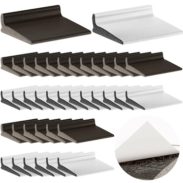 Pangda 50 Pcs Door Corner Seal L Shaped Self Adhesive Weather Stripping Door Frame Seal for Noise Reduction Interior Exterior Save EnergyBrown White