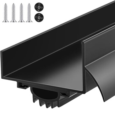 MorningRo 1 Pcs 134 x 36 U Shaped Aluminum Door Sweep for Bottom of Door with Drip Cap Screwon Metal Weather Stripping Seal Draft Stopper Threshold for Exterior Front Doors Black