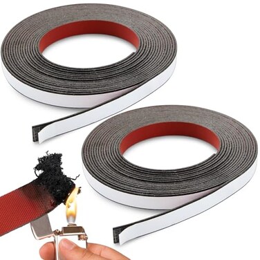 Innconee 2 Rolls Intumescent Smoke Seal Strip Tape Flexible Expanding Fire Door Strips Adhesive Backed Composite Rubber Smoke Gasket Seal for Fire Windows Steel Doors 06 x 008 x 98Roll