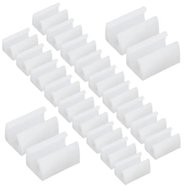 Suiwotin 24pcs 12mm Rectangle Chair Leg Covers NonSlip Chair Rail Protectors Plastic Furniture Feet Guards Stool Leg Sled Floor Protectors Leg Tips Caps White