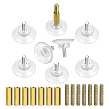 Sankoly 8 Pcs Glass Table Tops Suction Cup 13 Inches Strong Suction Cup with Heavy Duty M6 Screw and Extension Screw Adjustable Height Fit for Glass Table