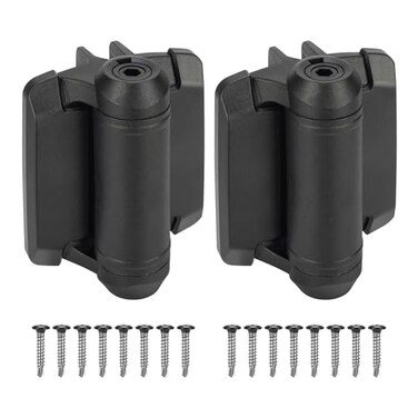 HILLMASTER Heavy Duty Self Closing Gate Hinges with Safety CapPool Gate Hinges with Alignment Legs No Rust and Adjustable Fence Hinges Kit for Outdoor Metal GateVinyl GatesWood GateBlack2 Count