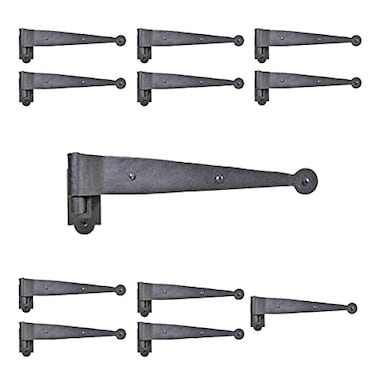 Renovators Supply Manufacturing Pack of 12 Black Offset Strap Lift Off Pintle Hinge 11 X 258 Wrought Iron Pin Hinges for Shutters Exterior Window Doors Or Gates Offsets with Hardware