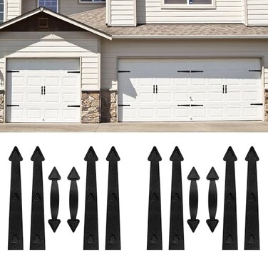 RHULKRUI Magnetic Garage Door HardwareGarage Door Magnetic Decorative Hardware 8 Hinges 4 Handles for Iron DoorEasy InstallDurable Waterproof Classics Style2 Pack