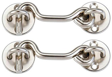 Raswik 2 Pack 4 Privacy Hook and Eye Gate Latch Easy Lock for Sliding Barn Door Satin Brushed Nickle