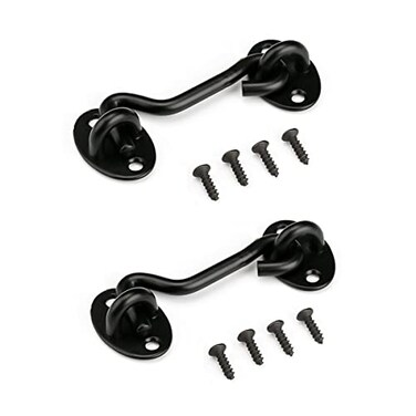 MIKMAYTOO 3 Privacy Hook and Eye Latch Easy Lock for Barn Door Black 3 INCH2PCS