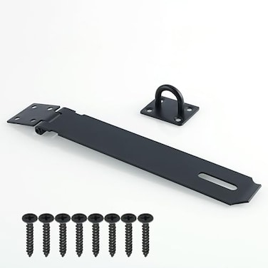 Alise Door Locks Hasp Latch8 Inch SUS 304 Stainless Steel Safety Packlock Clasp Hasp Lock Latchwith Fixing Screw for External Doors Window Cabinet Pet Cage Black MS9B8C