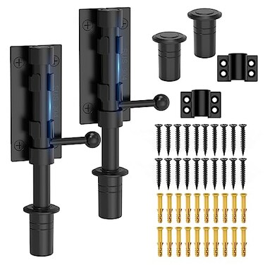 MeBantoo Slide Bolt Gate Latch Hardware Barrel Bolt Latch 63 Inch Heavy Duty Solid 304 Stainless Steel Black Finish Lock for Wooden FenceShedYardBarn DoorInterior and Outdoor 2 Pack Black