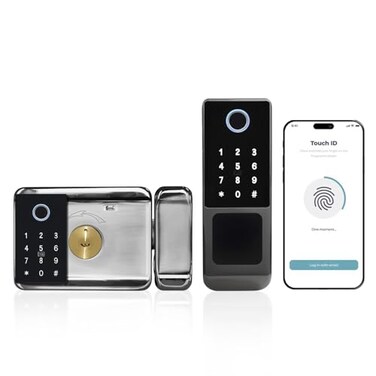 We Technology smart latch double gate lock electronic gate latch for outdoor fence waterproof keyless smart rim lock electric double sided keypad locks Fingerprint Passcode Key IC Card Tuya App