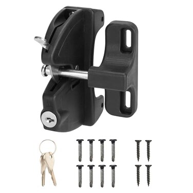 HILLMASTER Key Lockable 2 Sided Gate Latch KeySelf Locking Gate Latch Gate Fence Lock for Outdoor GatesLocking Gate Door Lock Fence Latch Gate Hardware for MetalWoodVinyl FenceBlack Finish