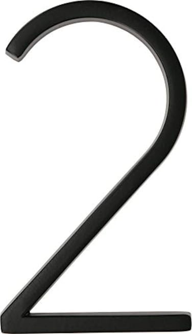 HILLMAN Distinctions Distinctions Floating House Number 2 Black 5 Zinc DieCast Address Number for Front Door Mailbox Wall and Exterior House Address Display Flush or Floating Mount Hardware Included