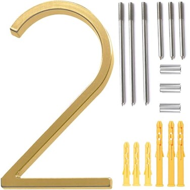 TFORESTER 5 Floating House Number Modern House Numbers zinc alloy Home Address Number with Exquisite Drawing ProcessgoldNumber 2