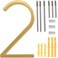 TFORESTER 5 Floating House Number Modern House Numbers zinc alloy Home Address Number with Exquisite Drawing ProcessgoldNumber 2
