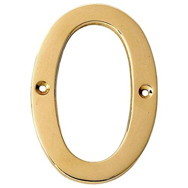 A10SHOP Motif 4Inch Solid Brass Lacquered Polish Finish Mailbox Address Home Numeral HotelHouse Door Numbers Number 0