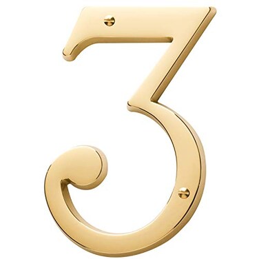 Kwikset Baldwin Estate 90673003CD Solid Brass Traditional House Number Three in Polished Brass 475
