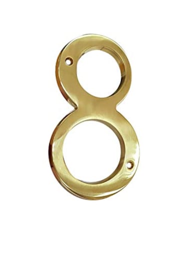 QCAA Traditional Heavy Forged Brass House Number 6 Polished Brass Lacquered 8 1 Pack Made in Taiwan