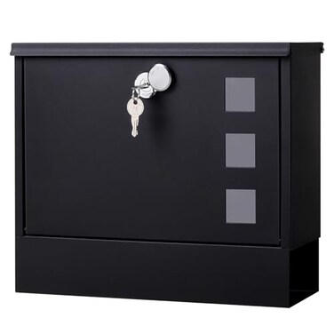 Jssmst Locking Mailbox Wall Mount for Outside Mailboxes with Key Lock for Front Door Fence Large Capacity Letter Box 143 x 41 x 118 Inch Black SMHPB911BN