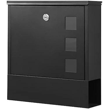 KYODOLED Locking Wall Mount Mailbox for Outside Large Capacity Outdoor Mail Box with Key Lock for HomeResidential Holds NewspapersMagazinesEnvelopes 13 x 34 x 118 Inch Black