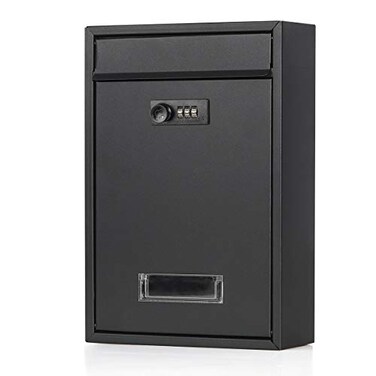 Jssmst Locking Mailbox Wall Mounted Vertical Mail Boxes with Combination Lock Large Capacity 126 x 846 x 335 Inch Black Matt
