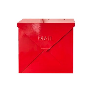 NACH Mailboxes for Outside Wall Mount 10 x 10 x 4 inch Red Mail Boxes for House Outside Waterproof Mailboxes for Outside Chicago Style Mail Box