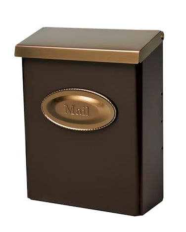 Architectural Mailboxes Designer Locking Vertical WallMounted Mailbox for Outside Modern Metal Galvanized Steel Medium Mail Box with Lock and Key Drop Box Bronze with Optional Mail Emblem