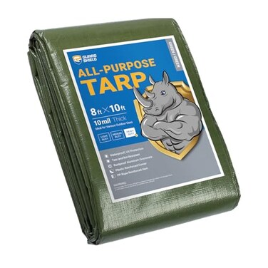 GUARD SHIELD Heavy Duty Tarp 8x10 Feet Green Multi Purpose Thick Waterproof Poly Tarp Cover 10mil