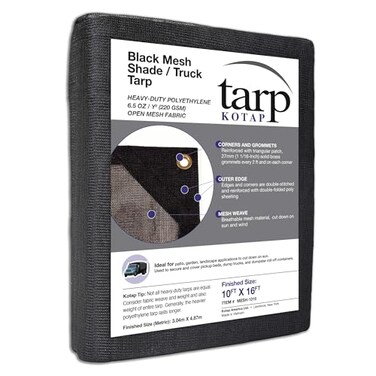 Kotap 10ft x 16ft HeavyDuty 65 Oz Black Mesh ShadeTruck Tarp Item MESH1016