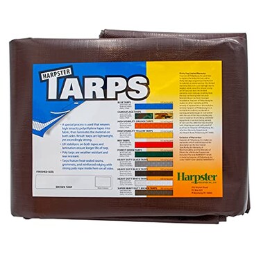 HARPSTER TARPS 4 ft x 20 ft Super Heavy Duty 8 OZ Brown Tarp 16 Mil Thick