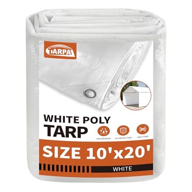 TARPAL 10x20 White Tarps Waterproof 75 mil Medium Duty Tarp All Purpose Poly Tarps Cover WaterproofSnow Proof UV ProtectionRip and Tear ProofPoly Tarpaulin