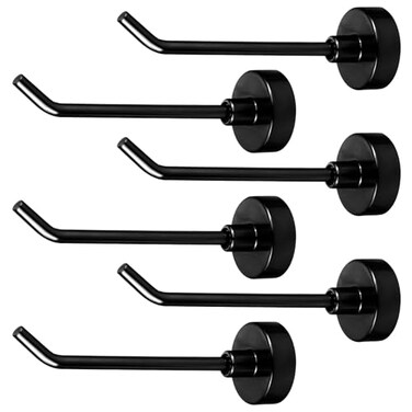 XIHIRCD 6pcs Magnetic Hooks 17lb 3 Inch Long Mini Neodymium Iron Boron Cruise Hooks Magnet Hangers for Office Bathroom Cruise Ship Garage Towel Grill Kitchen Refrigerator Workplace Black