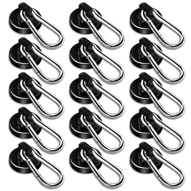 DIYMAG Black Magnetic Hooks70LBS Strong Heavy Duty Neodymium Magnet Magnetics Hook for Hanging at Home Office Locker Workplace Refrigerator Cruise Ship or Travel 15Pack
