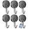 Grtard 110LBS Strong Magnetic Hooks 6 Pack Swivel Swing Magnetic Hooks Heavy Duty Black Neodymium Magnet Hooks for Cruise Cabin Magnets with Hooks for Refrigerator Grill Classroom Garage