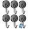 Grtard 110LBS Strong Magnetic Hooks 6 Pack Swivel Swing Magnetic Hooks Heavy Duty Black Neodymium Magnet Hooks for Cruise Cabin Magnets with Hooks for Refrigerator Grill Classroom Garage